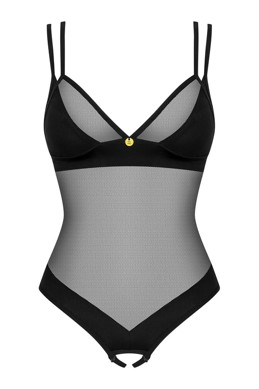 Crotchless Mesh Black Teddy: Obsessive Lingerie Ultimate Allure