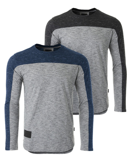 Athletic Color Block Long Sleeve Curved Hemline Casual Shirt